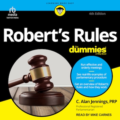 Robert’s Rules For Dummies, 4th Edition – omslag til lydbogen af C. Alan Jennings, PRP