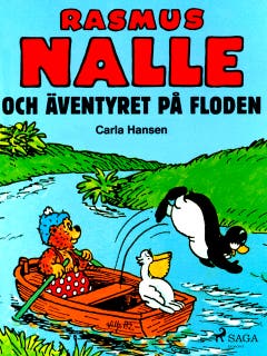 Rasmus Nalle och äventyret på floden – omslag till ljudboken av Carla Og Vilhelm Hansen