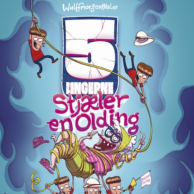 Femlingerne - stjæler en olding – omslag til lydbogen af Pernille Bønløkke Toustrup, Wulffmorgenthaler