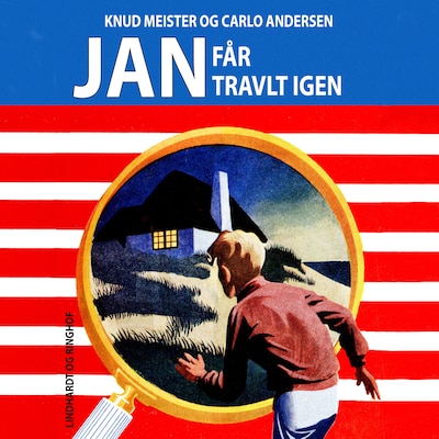 Jan får travlt igen – omslag til lydbogen af Carlo Andersen, Knud Meister