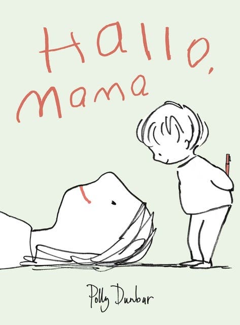 Hallo, mama – omslag van het luisterboek van Evelyne Geijtenbeek-Gouw,Polly Dunbar
