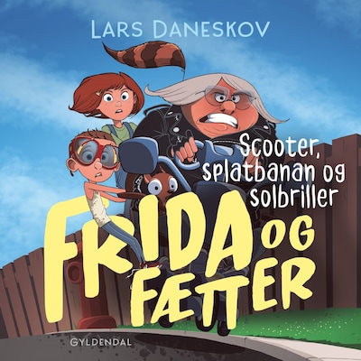 Frida og Fætter 2- Scooter, splatbanan og solbriller – omslag til lydbogen af Lars Daneskov