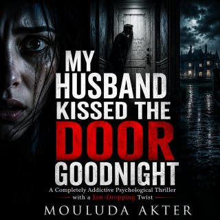 MY HUSBAND KISSED THE DOOR GOODNIGHT: A Completely Addictive Psychological Thriller with a Jaw-Dropping Twist – omslag till ljudboken av Mouluda Akter