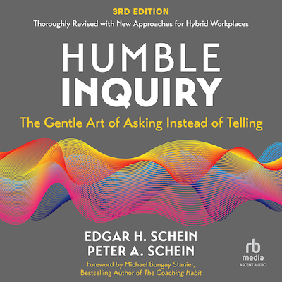 Humble Inquiry, 3rd edition – omslag til lydbogen af Edgar H. Schein, Peter A. Schein
