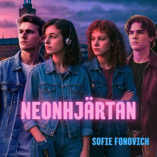 Neonhjärtan – omslag till ljudboken av Sofie Fonovich