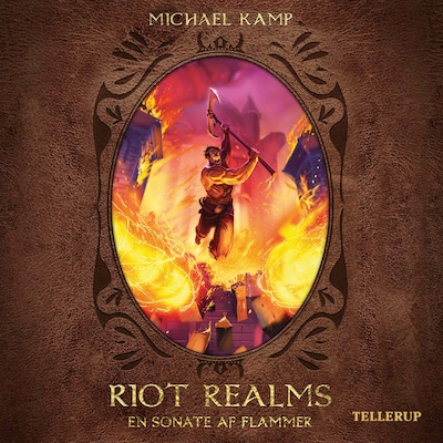 Riot Realms #3: En sonate af flammer – omslag til lydbogen af Michael Kamp
