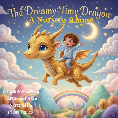 The Dreamy Time Dragon – omslag til lydbogen af AI Voice Christopher Allen