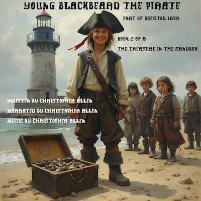 Young Blackbeard the Pirate - Port of Brstol 1690 – omslag til lydbogen af AI Voice Christopher Allen