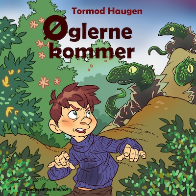 Øglerne kommer – omslag til lydbogen af Tormod Haugen