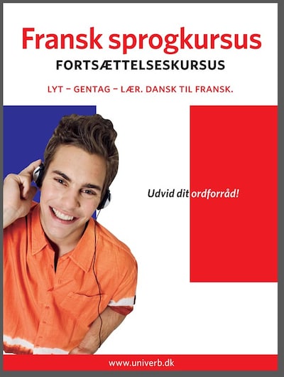 Fransk sprogkursus Fortsættelseskursus – omslag til lydbogen af Univerb