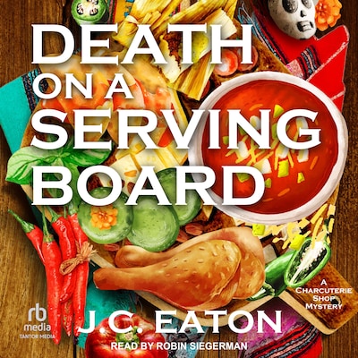 Death on a Serving Board – omslag til lydbogen af J.C. Eaton