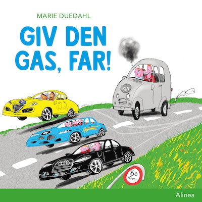 Giv den gas, far! – omslag til lydbogen af Marie Duedahl