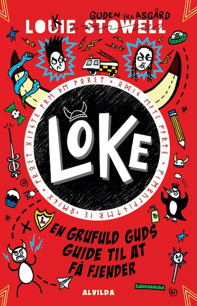 Loke 4: En grufuld guds guide til at få fjender – omslag til lydbogen af Louie Stowell