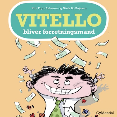 Vitello bliver forretningsmand – omslag til lydbogen af Kim Fupz Aakeson, Niels Bo Bojesen