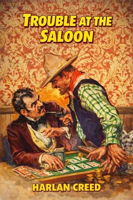 Trouble at the Saloon: A Classic Western – omslag til lydbogen af Harlan Creed