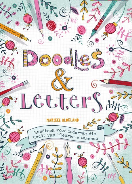 Doodles en Letters: handboek voor iedereen die houdt van kleuren en tekenen – omslag van het luisterboek van Marieke Blokland