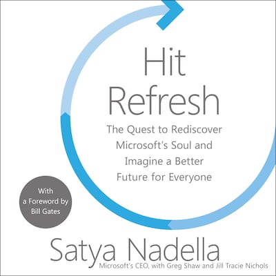 Hit Refresh – omslag van het luisterboek van Satya Nadella, Greg Shaw