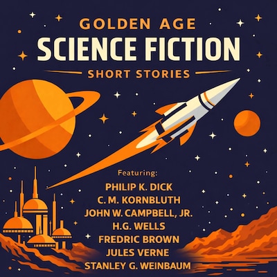 Golden Age Science Fiction Short Stories – omslag til lydbogen af Philip K. Dick, H. G. Wells, Fredric Brown