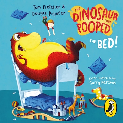 The Dinosaur that Pooped the Bed! – omslag til lydbogen af Tom Fletcher, Dougie Poynter