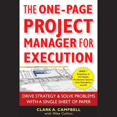The One-Page Project Manager for Execution – omslag til lydbogen af Clark A. Campbell, Mike Collins