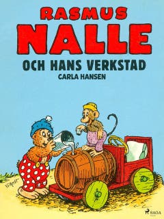 Rasmus Nalle och hans verkstad – omslag till ljudboken av Carla Og Vilhelm Hansen