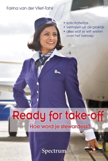 Ready for take-off: Hoe word je stewardess – omslag van het luisterboek van Farina van der Vliet-Tahir