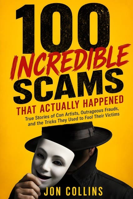 100 Incredible Scams That Actually Happened: True Stories of Con Artists, Outrageous Frauds, and the Tricks They Used to Fool Their Victims – omslag til lydbogen af Jon Collins