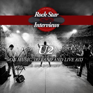 U2: On Music, Ireland and Live Aid: A 1987 Interview – omslag till ljudboken av Bono, Larry Mullen Jr.