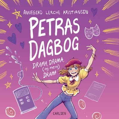 Petras dagbog - drama, drama (og mere) drama – omslag til lydbogen af Annegerd Lerche Kristiansen