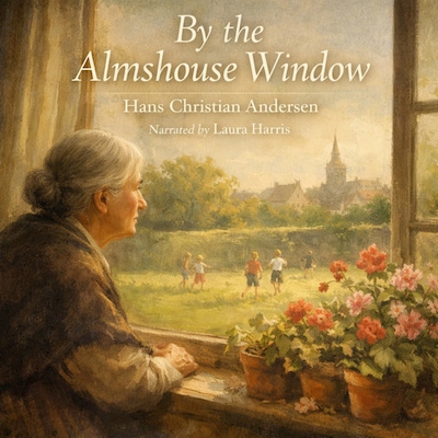 By The Almshouse Window – omslag til lydbogen af Hans Christian Andersen