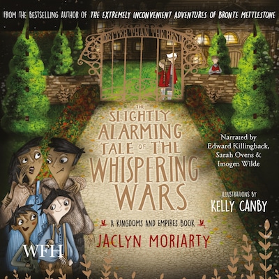 The Slightly Alarming Tale of Whispering Wars – omslag til lydbogen af Jaclyn Moriarty