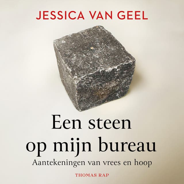 Een steen op mijn bureau: Aantekeningen van vrees en hoop – omslag van het luisterboek van Jessica van Geel