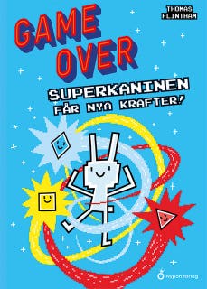 Superkaninen får nya krafter – omslag till ljudboken av Thomas Flintham