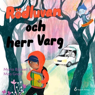 Rödluvan och herr varg – omslag till ljudboken av Louise Löwenberg,Maria Björsell