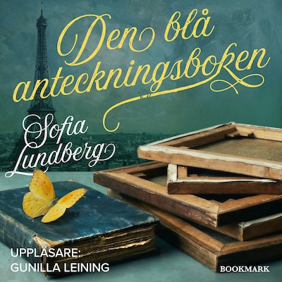 Den blå anteckningsboken – omslag till ljudboken av Sofia Lundberg