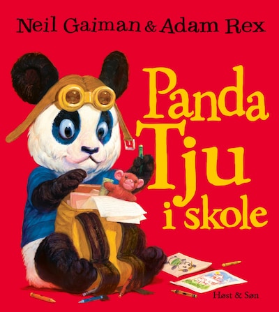 Panda Tju i skole – omslag til lydbogen af Neil Gaiman