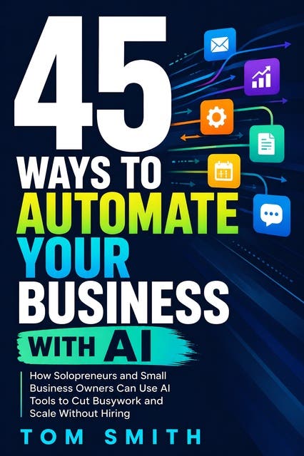 45 Ways to Automate Your Business With AI: How Solopreneurs and Small Business Owners Can Use AI Tools to Cut Busywork and Scale Without Hiring – omslag til lydbogen af Tom Smith