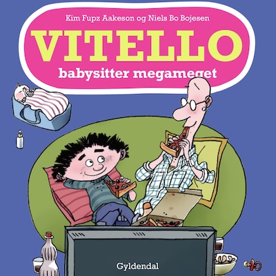 Vitello babysitter megameget – omslag til lydbogen af Kim Fupz Aakeson, Niels Bo Bojesen