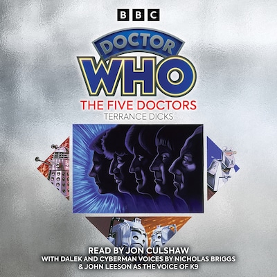 Doctor Who: The Five Doctors – omslag til lydbogen af Terrance Dicks