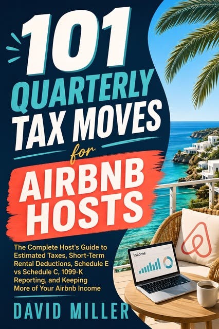 101 Quarterly Tax Moves for Airbnb Hosts: The Complete Host's Guide to Estimated Taxes, Short-Term Rental Deductions, Schedule E vs Schedule C, 1099-K Reporting, and Keeping More of Your Airbnb Income – omslag til lydbogen af David Miller