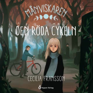 Månviskaren - Den röda cykeln – omslag till ljudboken av Cecilia Fransson