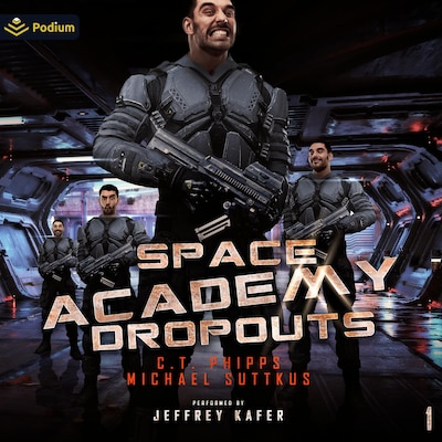 Space Academy Dropouts – omslag til lydbogen af C.T. Phipps, Michael Suttkus