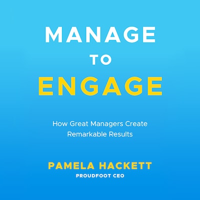 Manage to Engage – omslag til lydbogen af Pamela Hackett