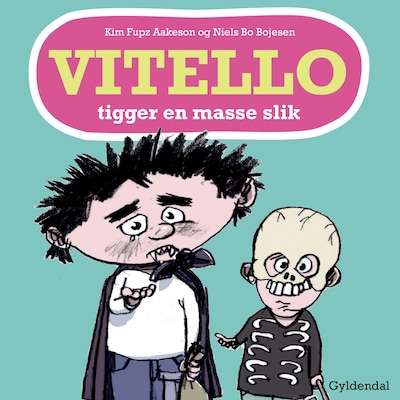 Vitello tigger en masse slik – omslag til lydbogen af Kim Fupz Aakeson, Niels Bo Bojesen