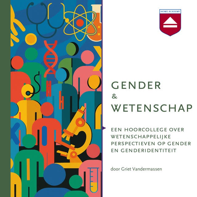 Gender en wetenschap: Een hoorcollege over wetenschappelijke perspectieven op gender en genderidentiteit – omslag van het luisterboek van Griet Vandermassen