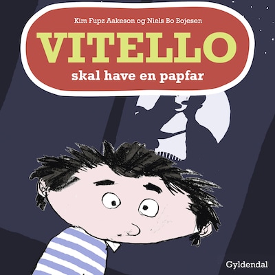 Vitello skal have en papfar – omslag til lydbogen af Kim Fupz Aakeson, Niels Bo Bojesen