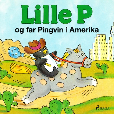 Lille P og far Pingvin i Amerika – omslag til lydbogen af Rina Dahlerup