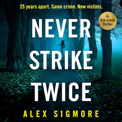 Never Strike Twice – omslag til lydbogen af Alex Sigmore
