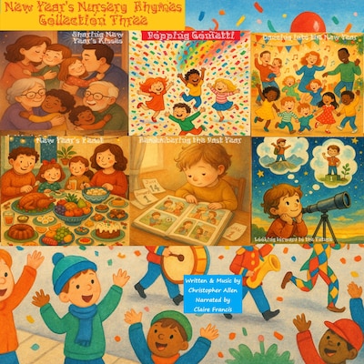 New Year's Nursery Rhymes - Collection Three – omslag til lydbogen af AI Voice Christopher Allen