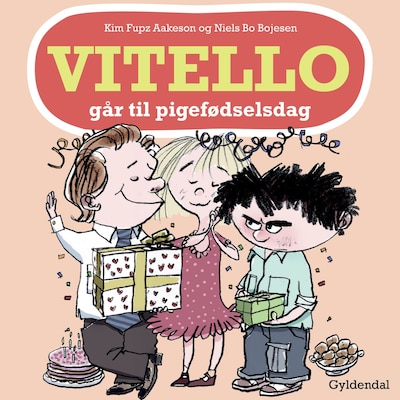 Vitello går til pigefødselsdag – omslag til lydbogen af Kim Fupz Aakeson, Niels Bo Bojesen